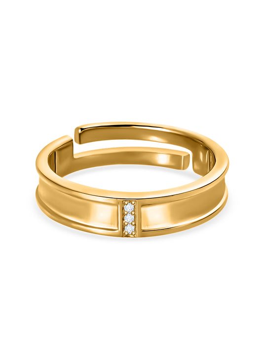 18K GOLD PLATED ADJUSTABLE SILVER RING FOR MEN-5