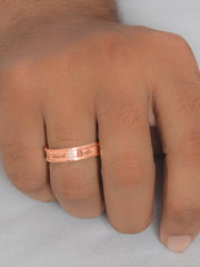 Rose Gold Adjustable Silver Band Ring For Men