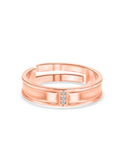 Rose Gold Adjustable Silver Band Ring For Men