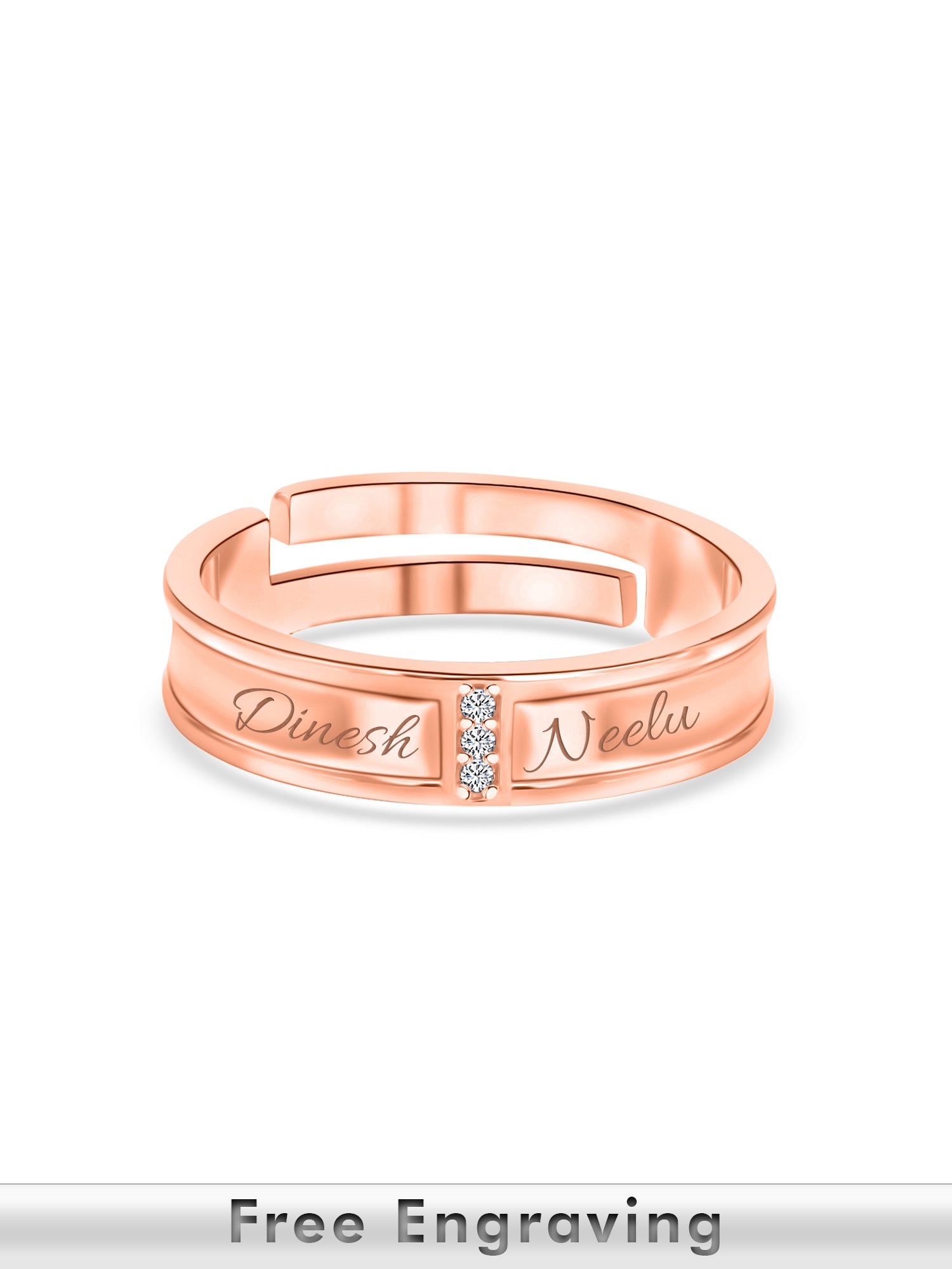 Rose Gold Adjustable Silver Band Ring For Men