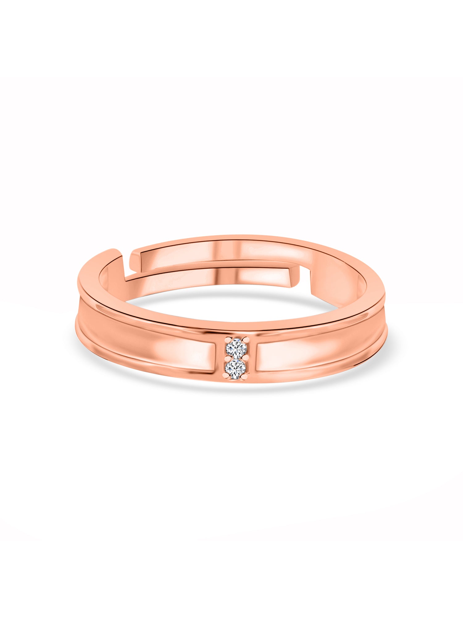 Double Solitaire Adjustable Rose Gold Ring For Women