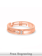 Double Solitaire Adjustable Rose Gold Ring For Women