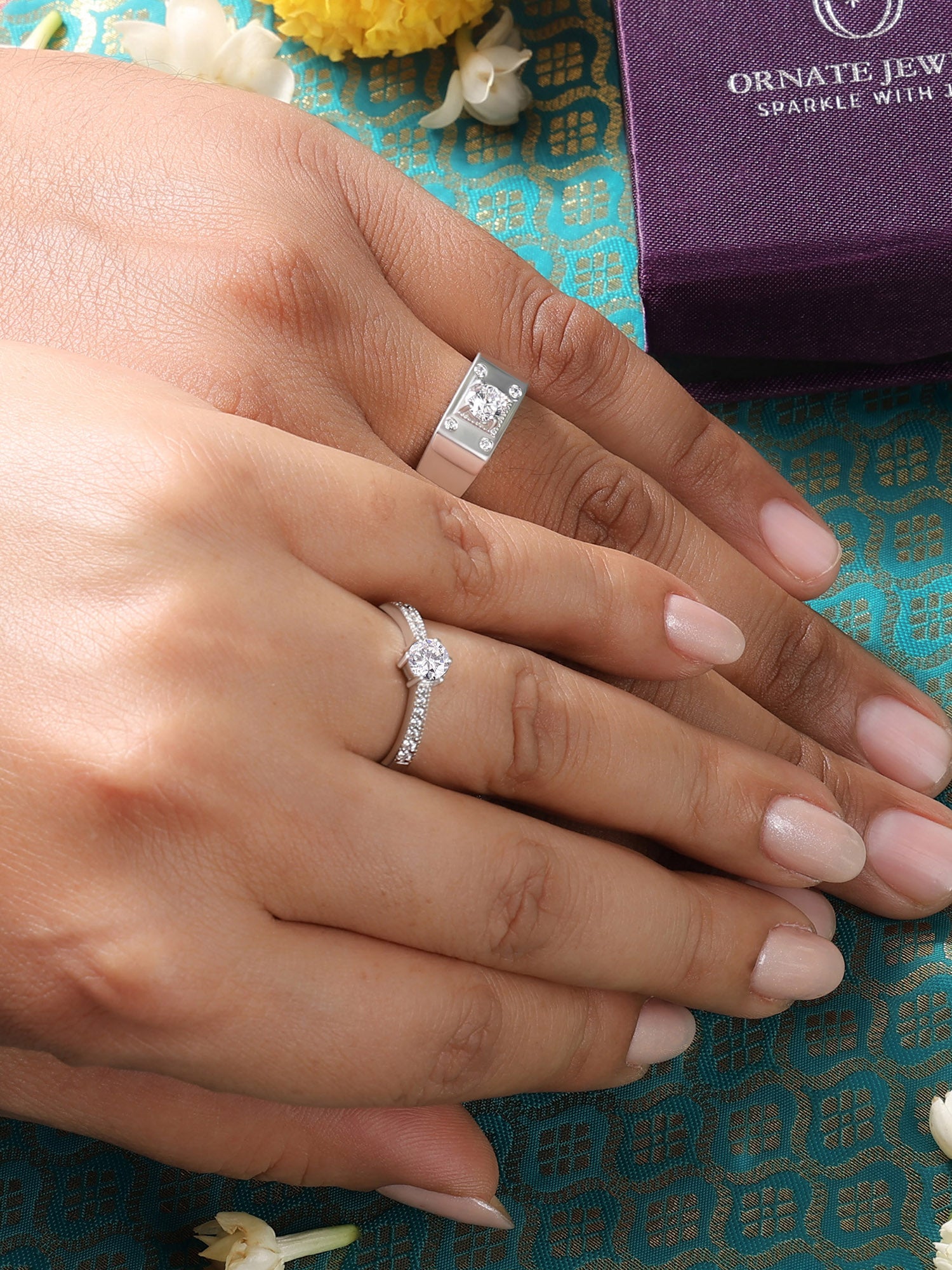 Lovers Adjustable Silver Couple Rings One Size Fits All Ornate Jewels