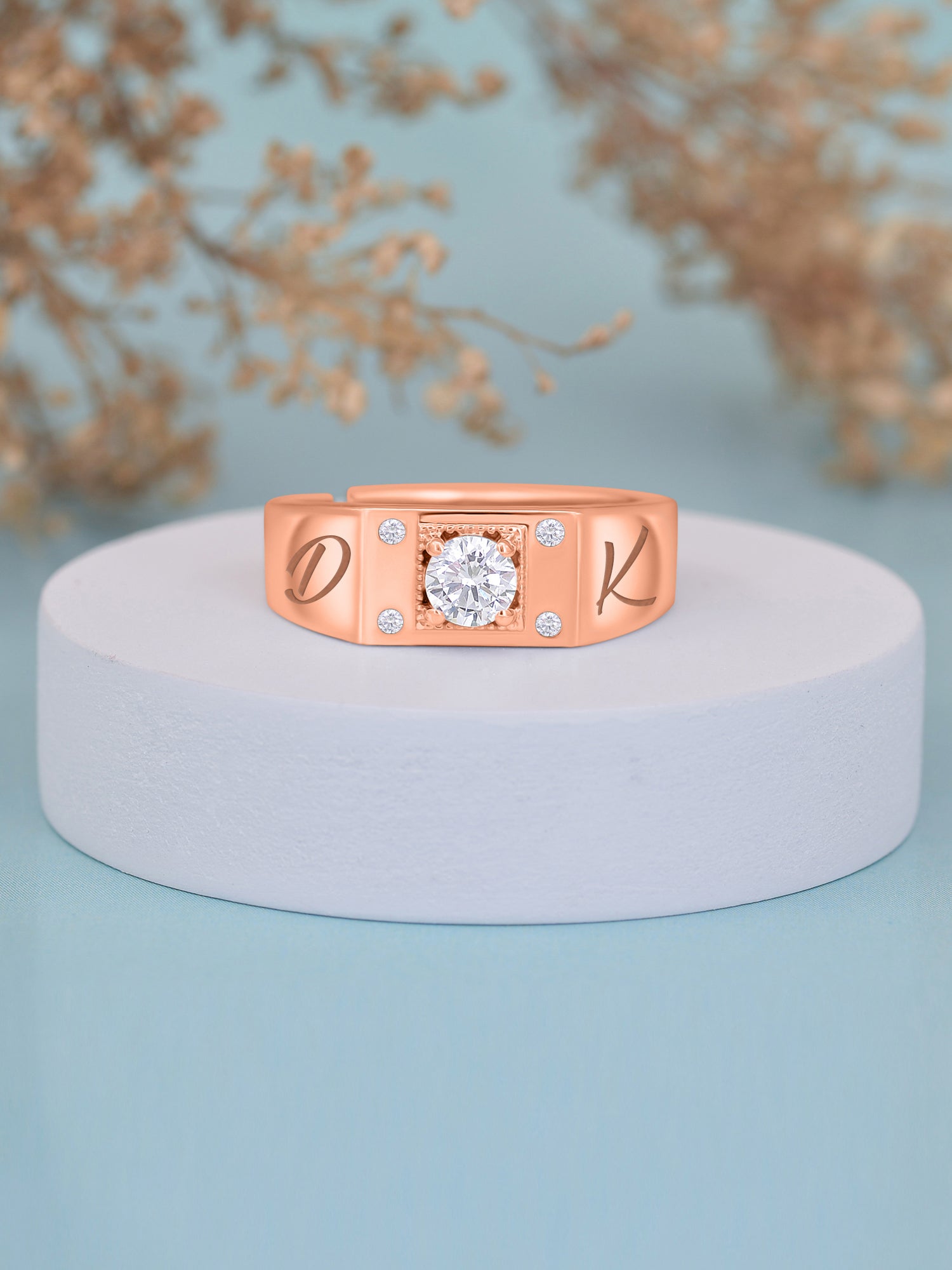 1 Carat Sunshine Adjustable Solitaire Rose Gold Ring For Men