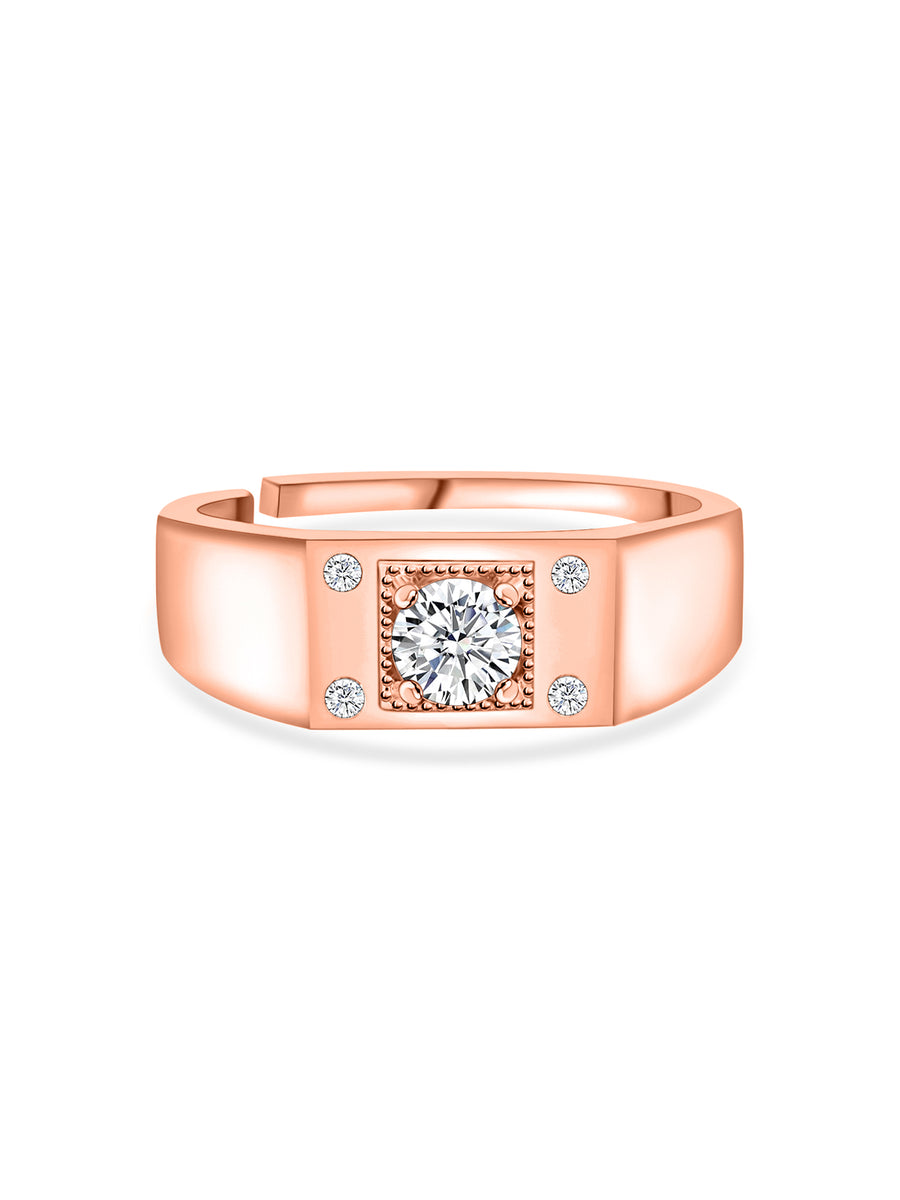 1 Carat Sunshine Adjustable Solitaire Rose Gold Ring For Men