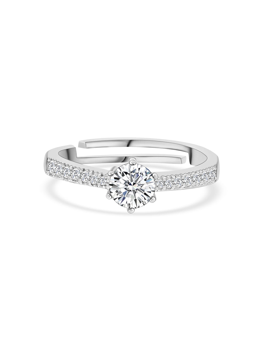 SOLITAIRE ADJUSTABLE SILVER ENGAGEMENT RING