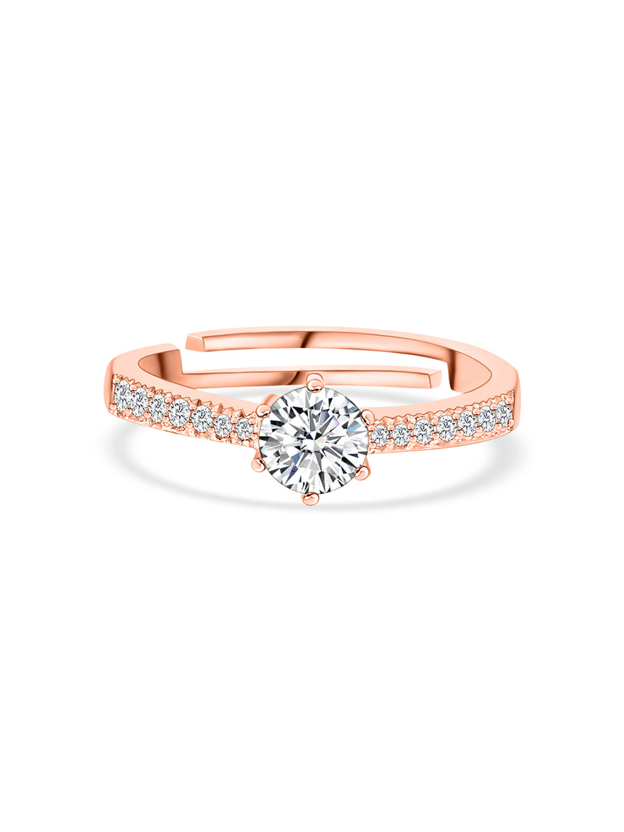 1.25 Carat Solitaire Rose Gold Adjustable Engagement Ring For Women