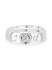 0.5 Carat Heart Adjustable Silver Band Ring For Men-3