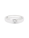0.2 CARAT HEART SINGLE STONE ADJUSTABLE SILVER RING FOR WOMEN