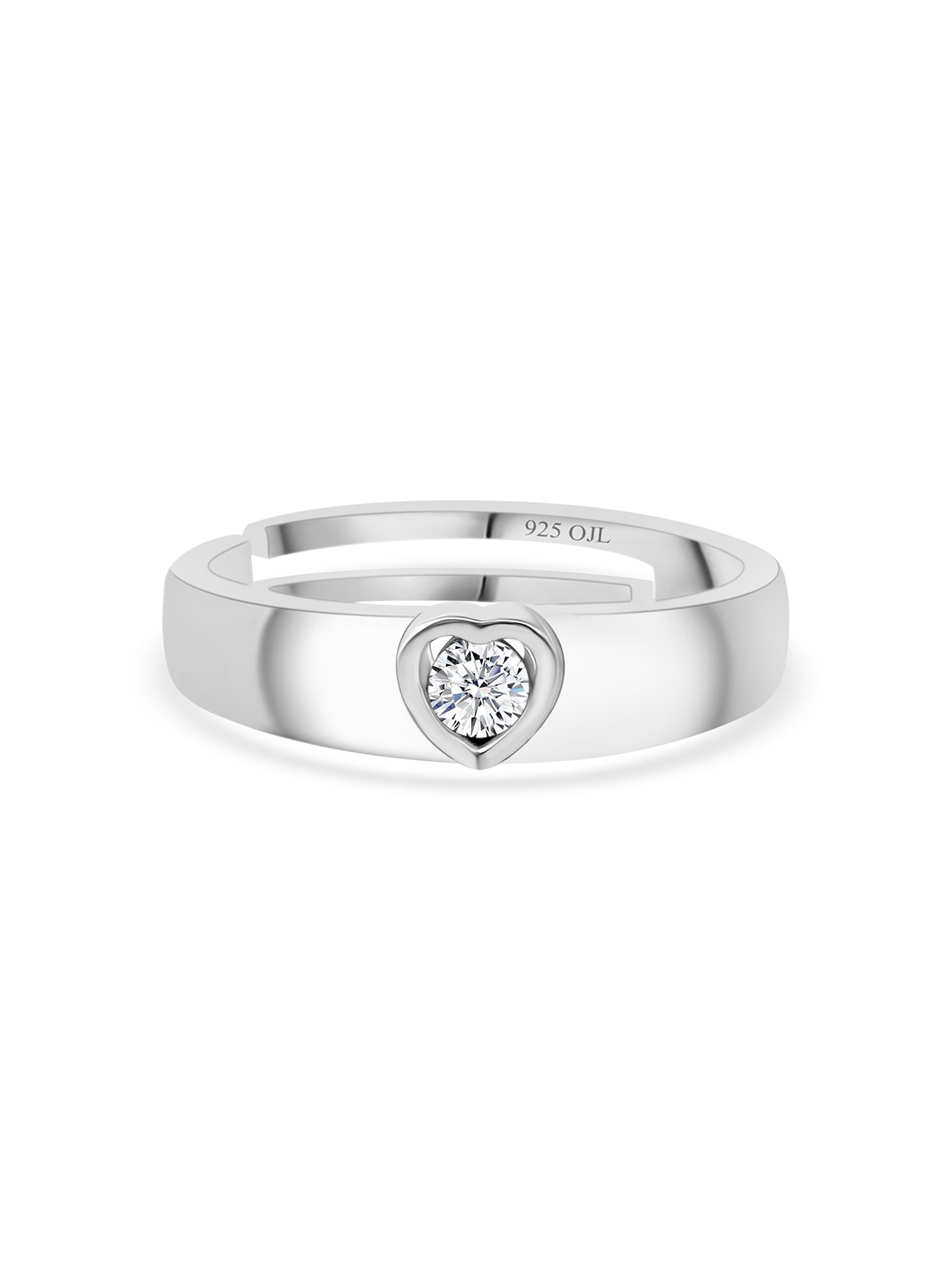 0.2 CARAT HEART SINGLE STONE ADJUSTABLE SILVER RING FOR WOMEN-4