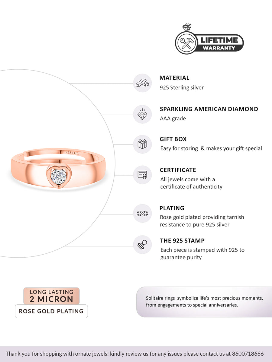 0.2 Carat Rose Gold Heart Solitaire Ring For Women-3