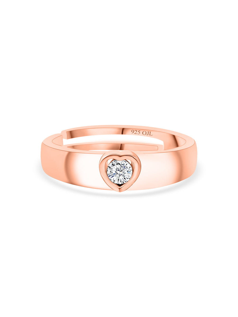 0.2 Carat Rose Gold Heart Solitaire Ring For Women