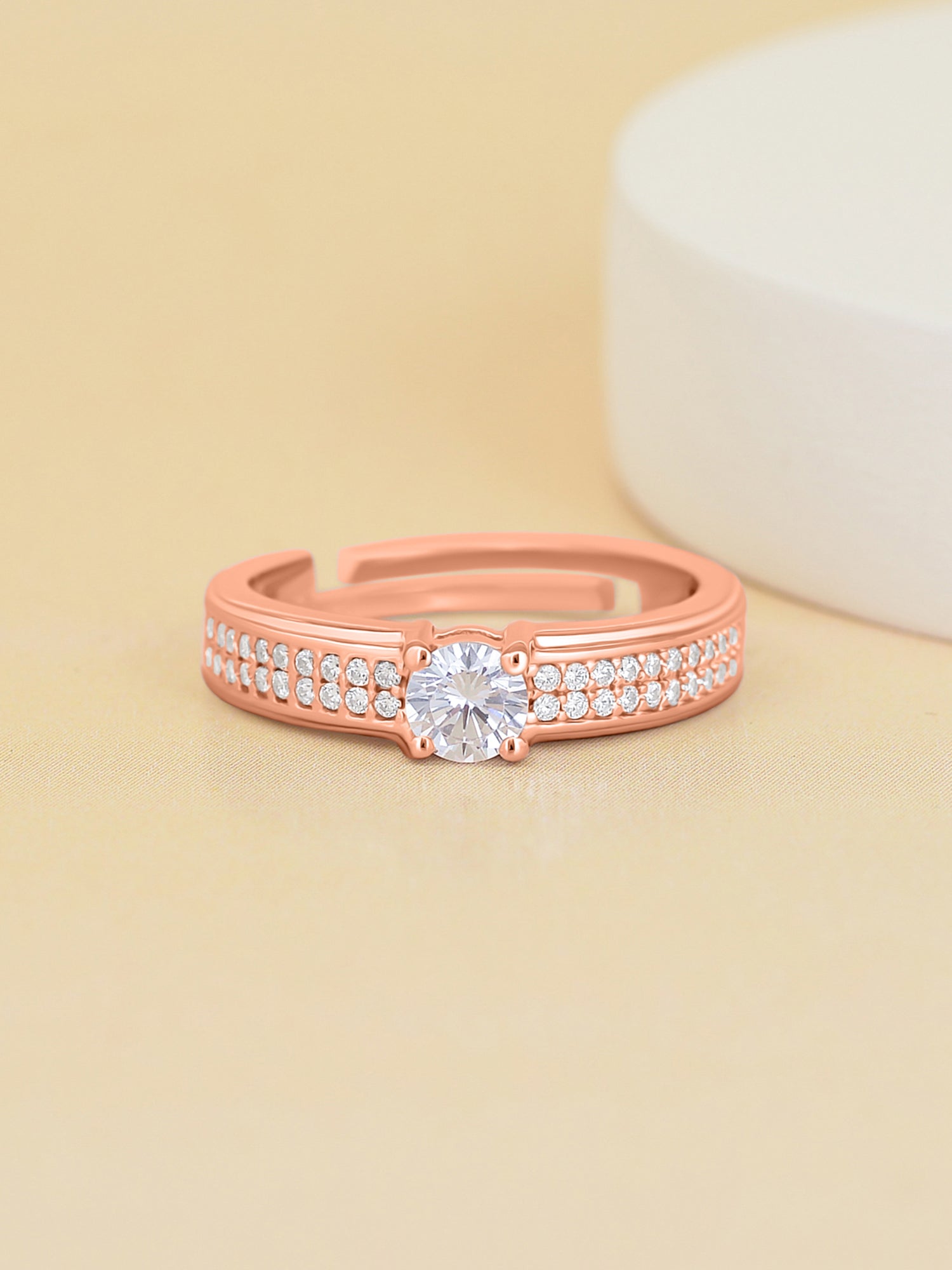 1 Carat Love Engagement Adjustable Rose Gold Solitaire Ring