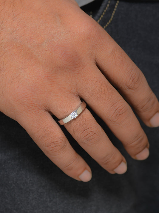 0.5 Carat Ornate Adjustable Engagement Silver Ring For Men-1
