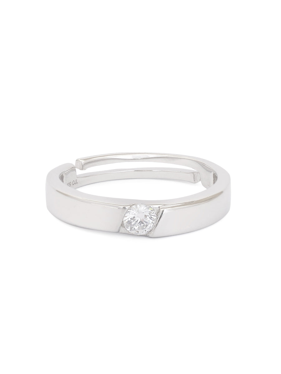 0.5 Carat Ornate Adjustable Engagement Silver Ring For Men-2