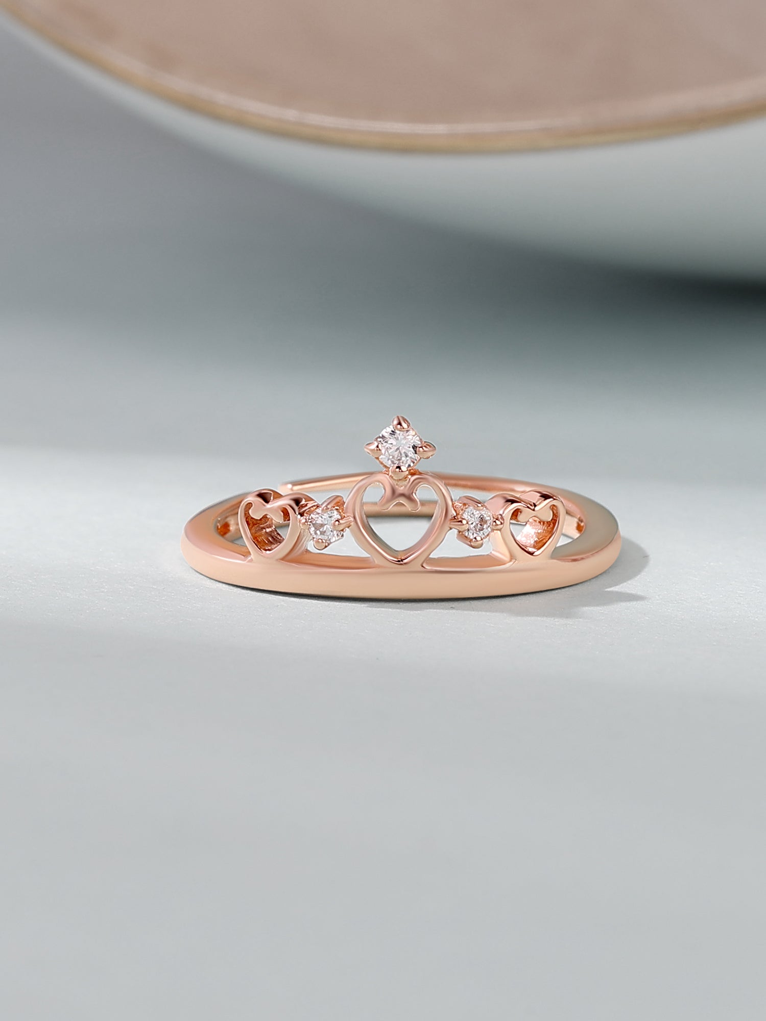 Crown Tiara Adjustable Rose Gold Silver Ring For Women