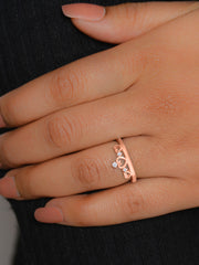 Crown Tiara Adjustable Rose Gold Plated Silver Ring For Women-2