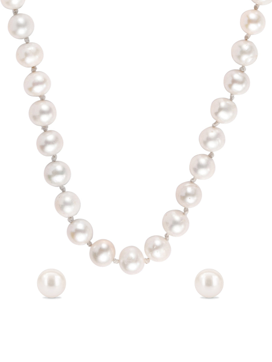 7-8mm Freshwater Pearl Necklace With Earrings For Women-3