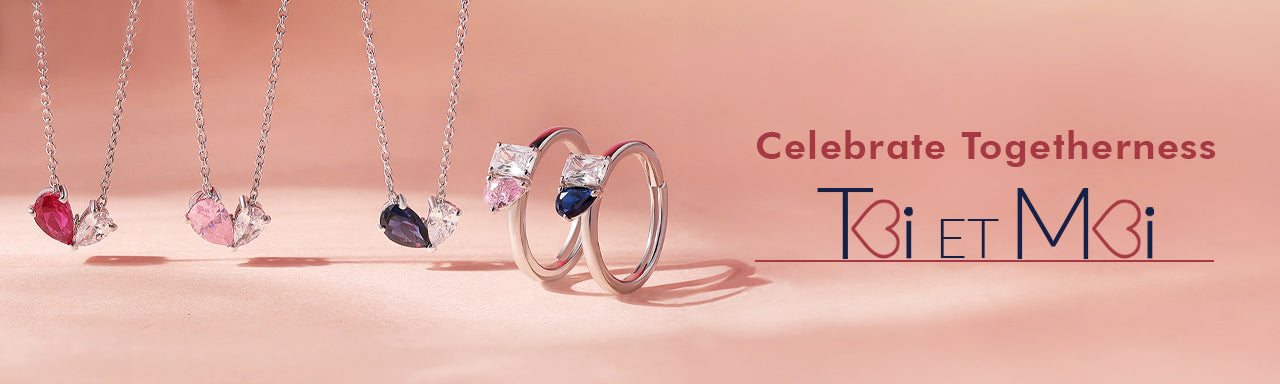 Toi et Moi Collection featuring  colorful rings and stunning necklace, perfect for any occasion