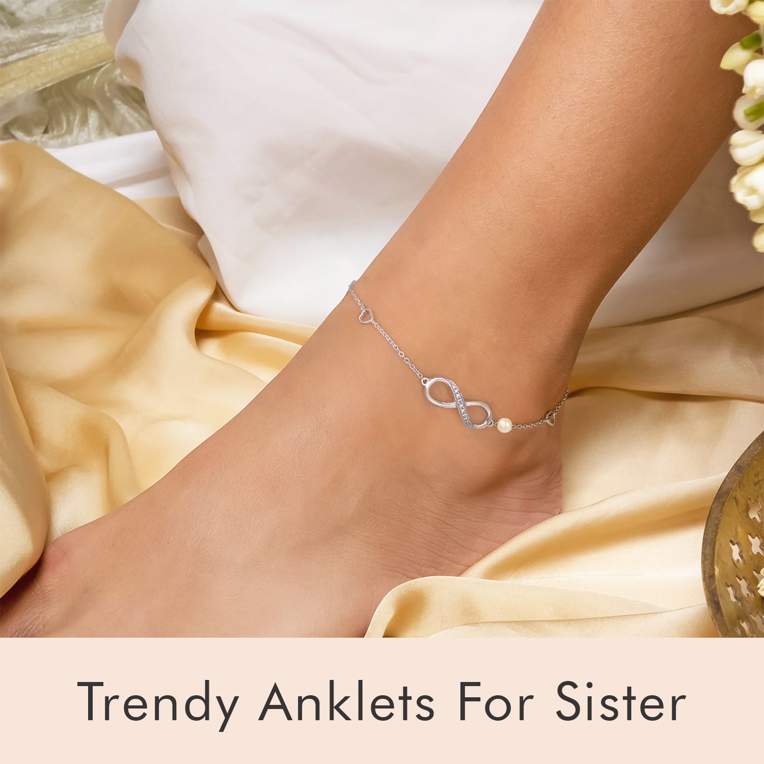 Silver Anklets For Sister 