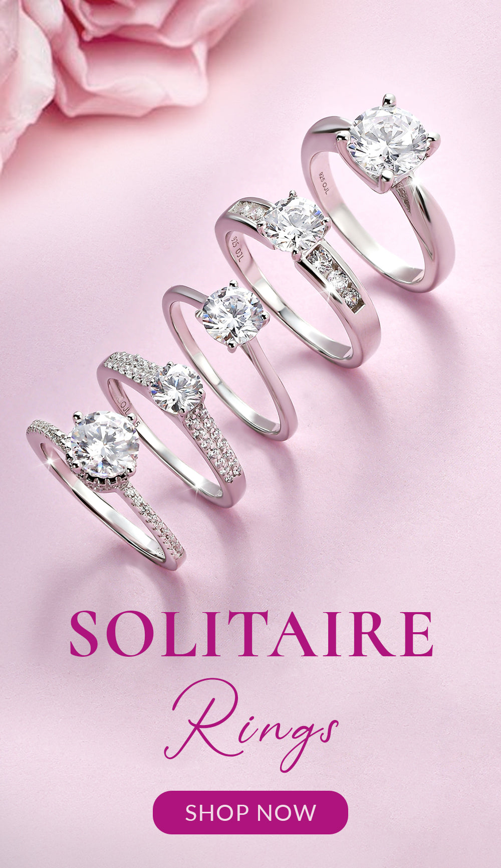925 SILVER SOLITAIRE RINGS FOR WOMEN AND GIRLS