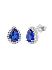 925 Sterling Silver Blue Sapphire Big Stud Earrings For Her