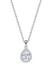 925 Silver 1.5 Carat American Diamond Pendant In Pear Shape Solitaire