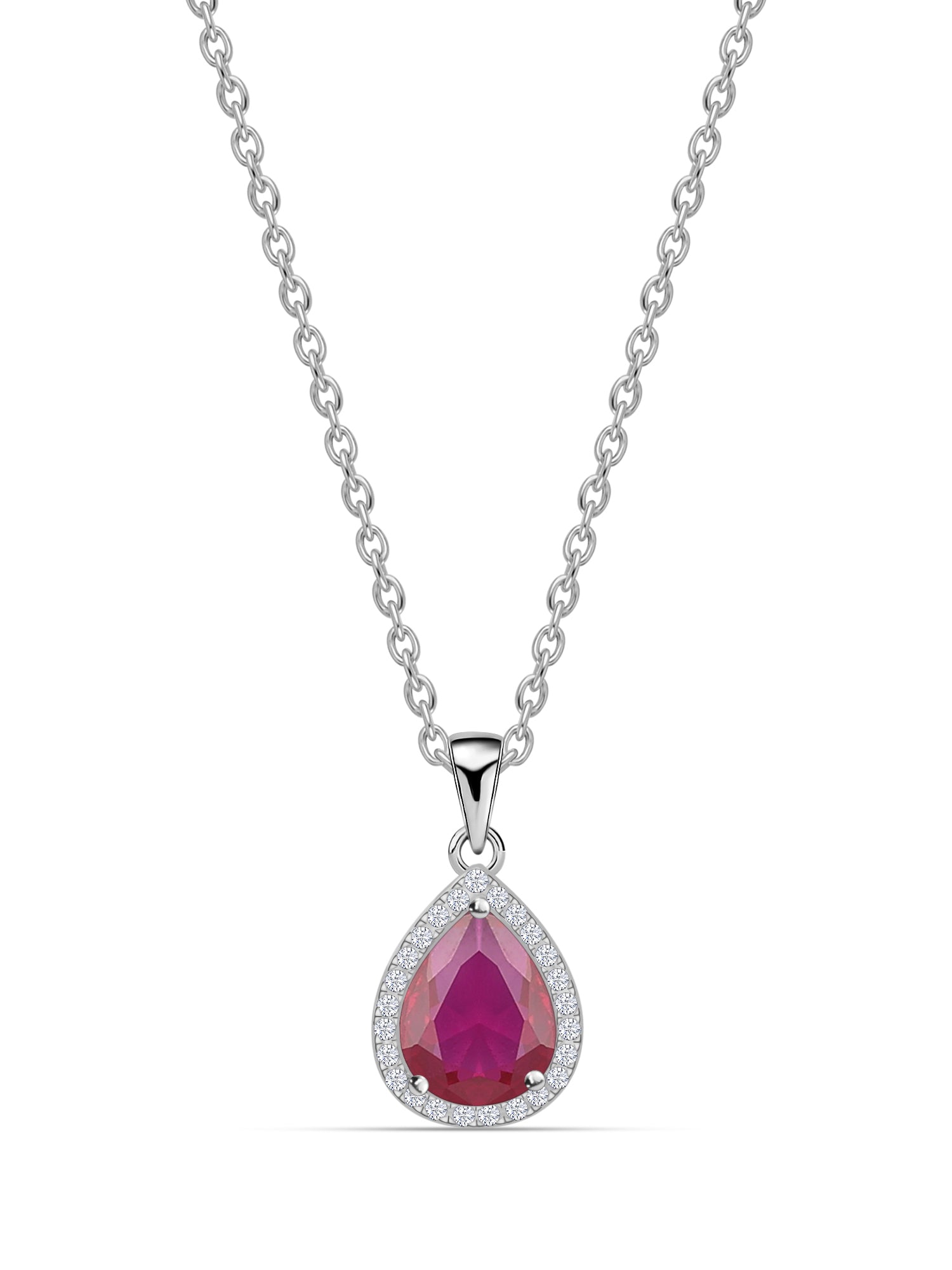 925 Silver Red Ruby Locket In Pear Shape-4