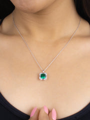 Emerald Cushion Princess Locket With Chain