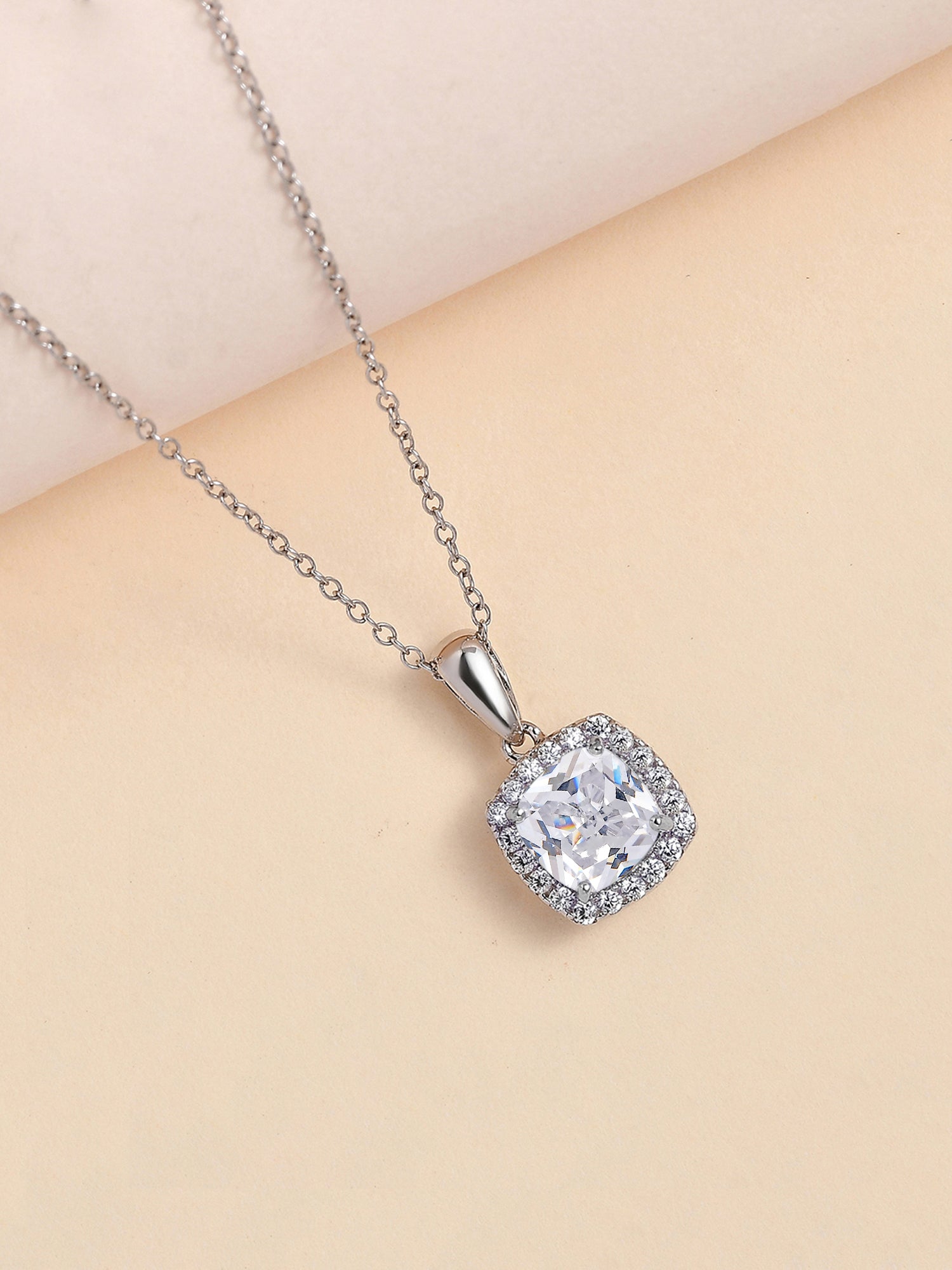 Maya Cushion Cut 2.5 Carat American Diamond Necklace-1