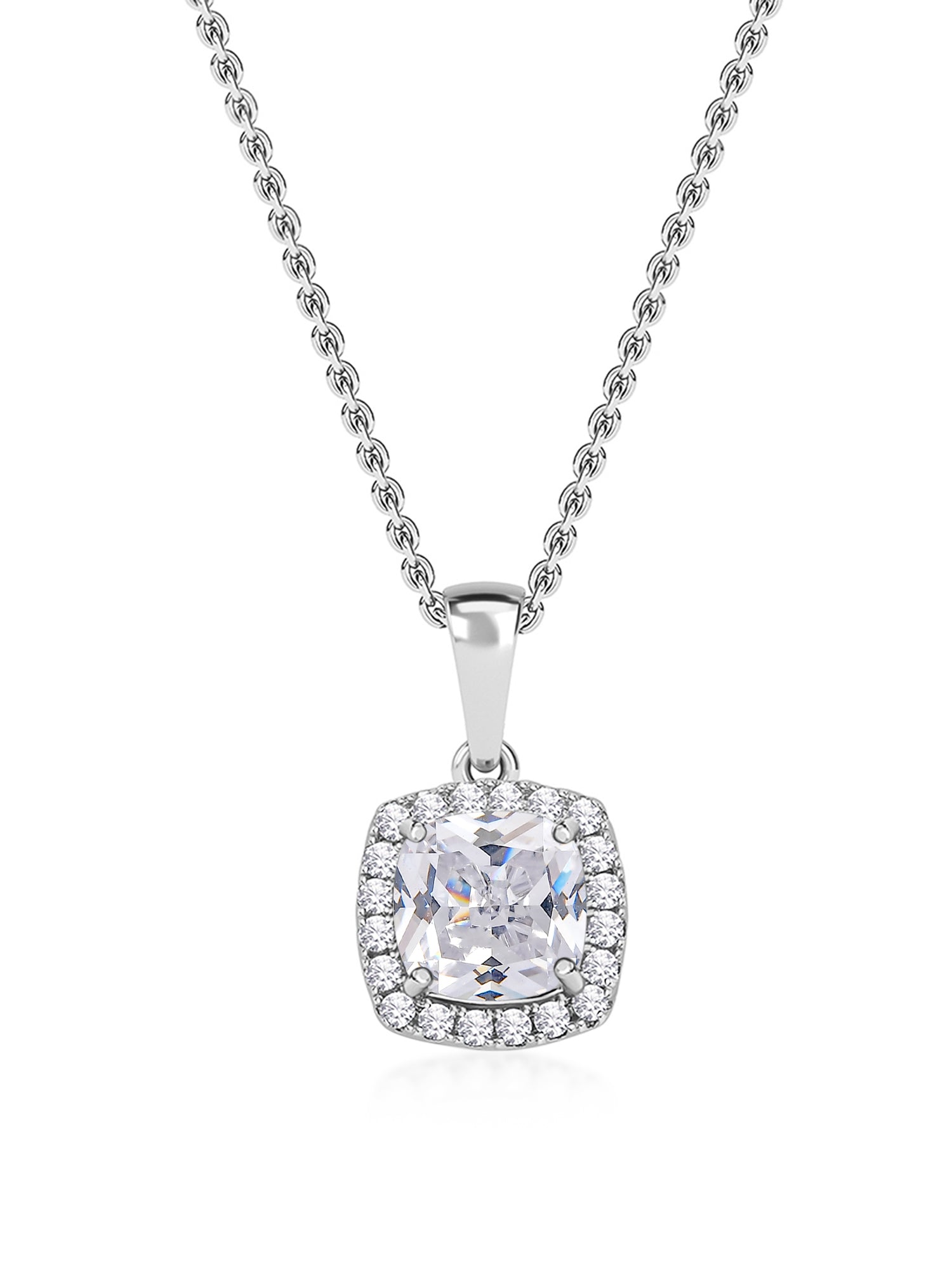 Maya Cushion Cut 2.5 Carat American Diamond Necklace-3