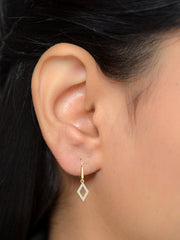 Geometric Diamond Dangle Earrings In Yellow Gold-2