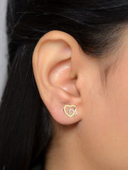 Lovely Heart Diamond Earrings In Yellow Gold-1