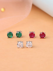 Set of 3 Solitaire Stud Earrings