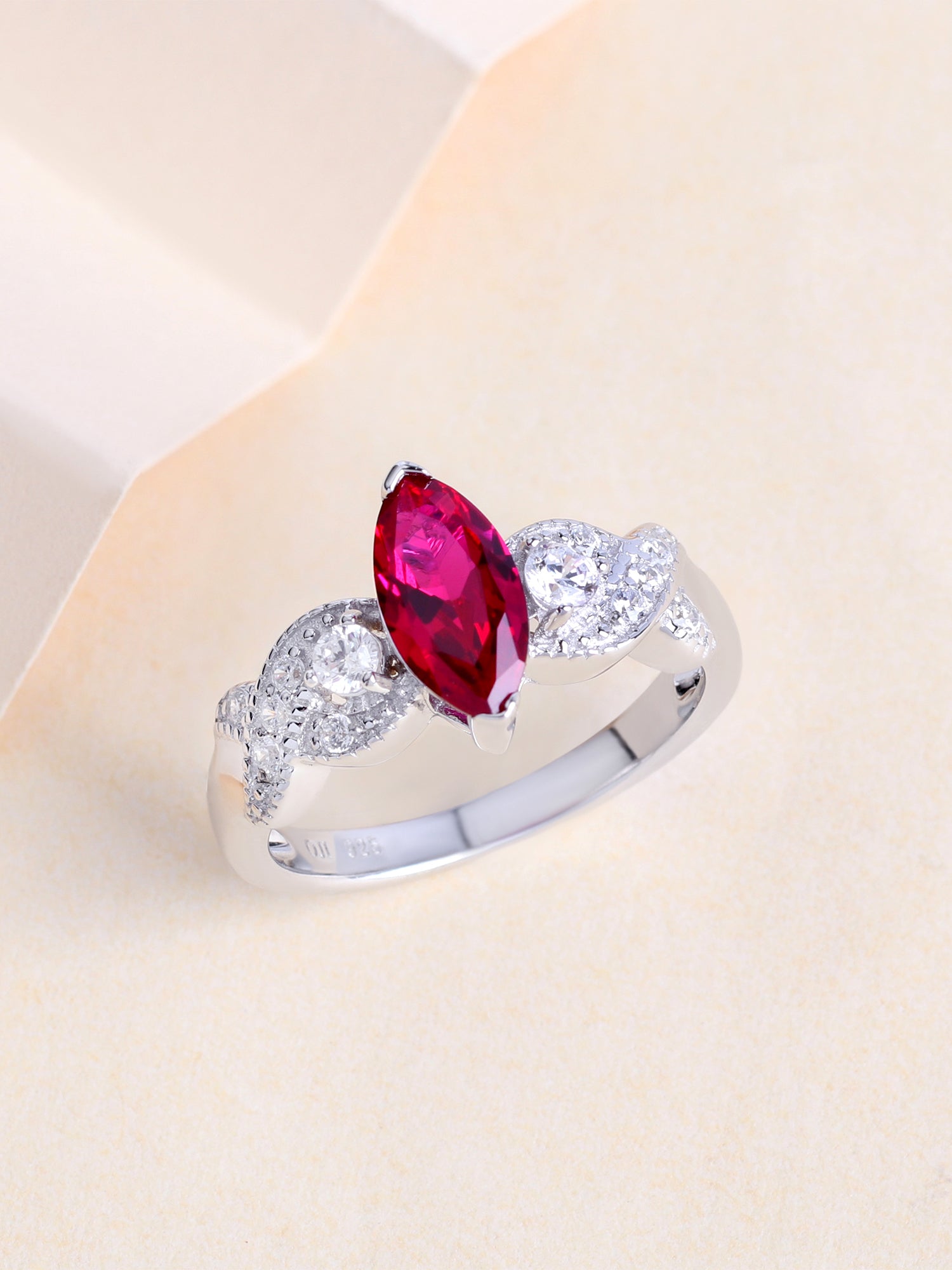 Ruby Marquise Silver Ring For Her