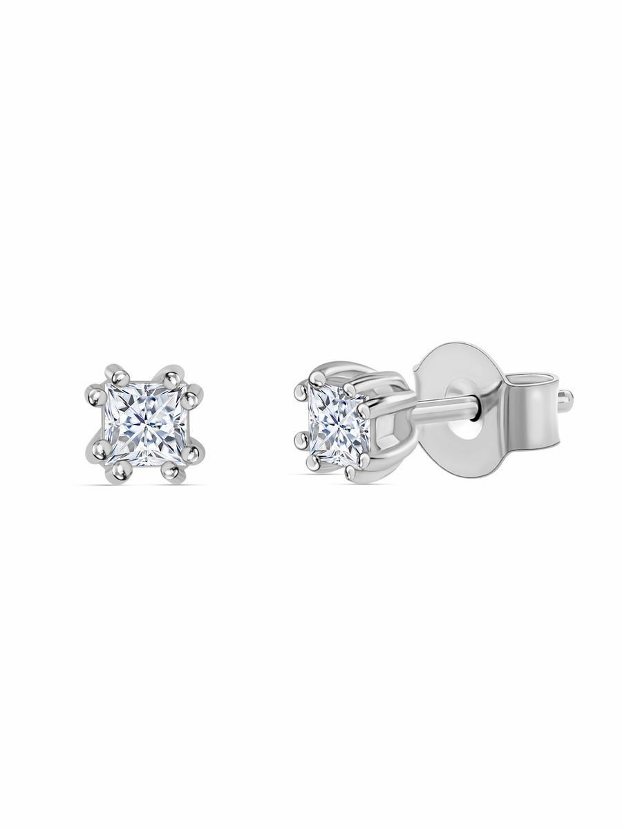 Lab-Grown Solitaire Diamond Stud Earrings In Gold