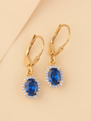 Blue Sapphire Dangle Earrings with Lever Back-1