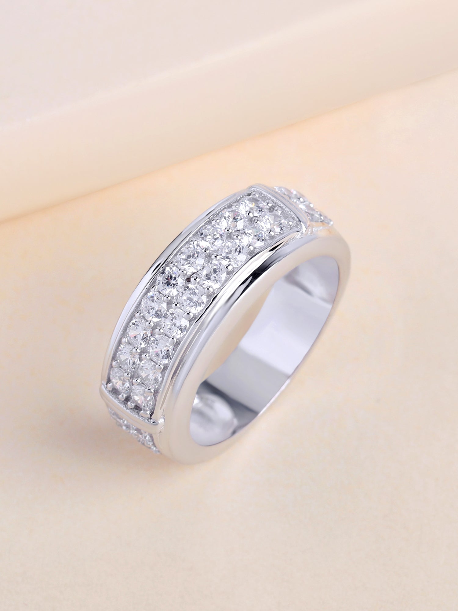 Silver Band Ring In American Diamond