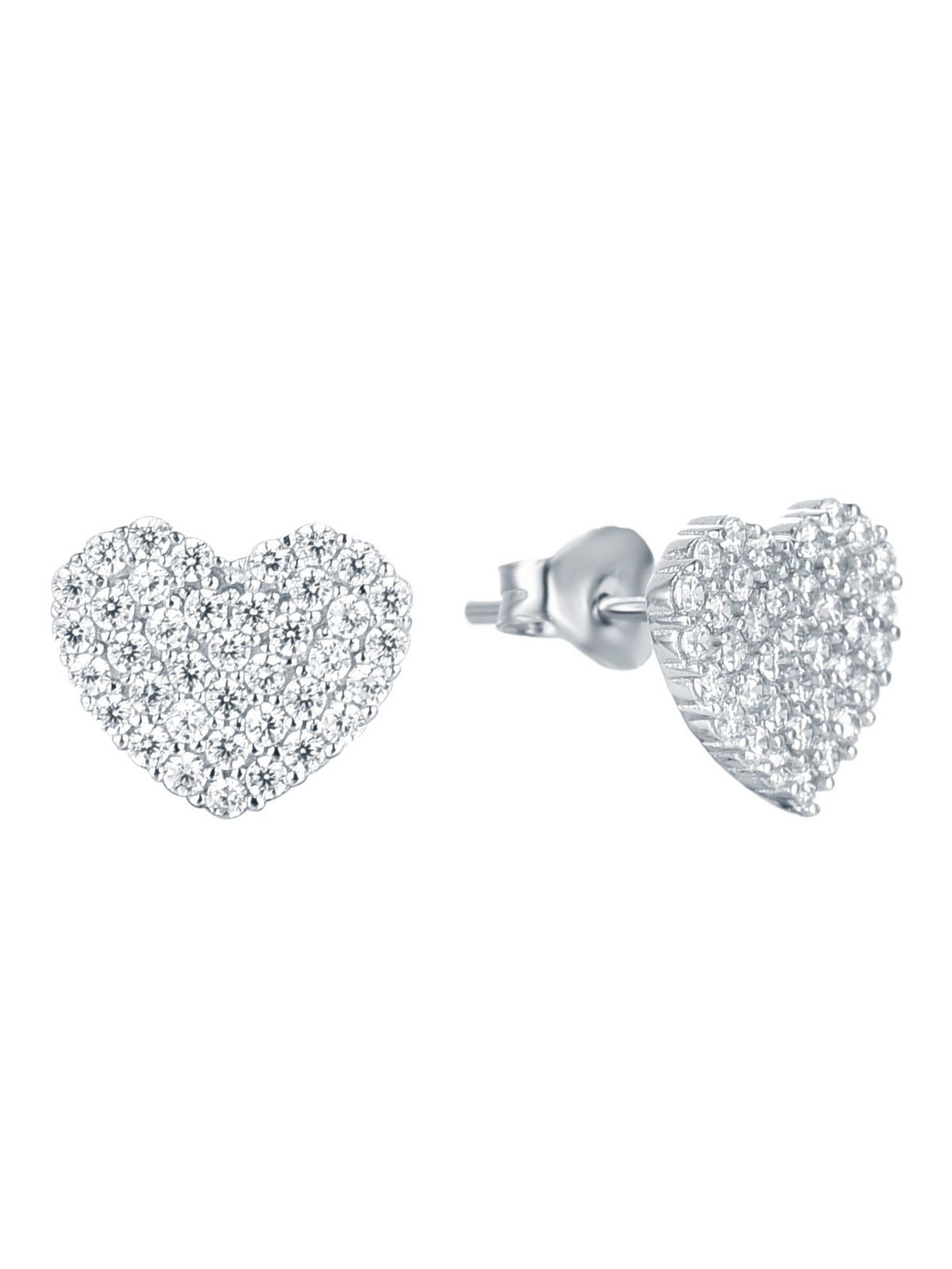 American Diamond 925 Silver Heart Stud Earring