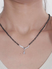 CZ Drop Silver Mangalsutra-4