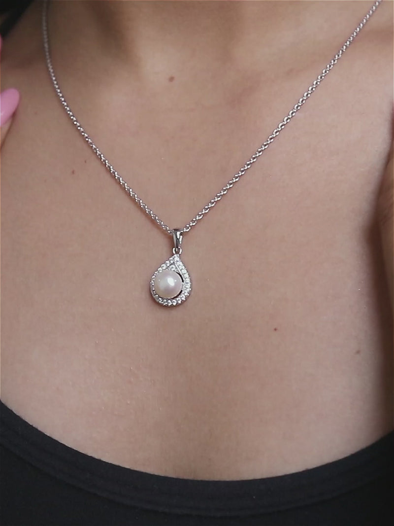 Pearl Pendant In Silver With Chain-2