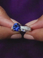 Ornate Jewels Blue Sapphire Silver Solitaire Ring For Women