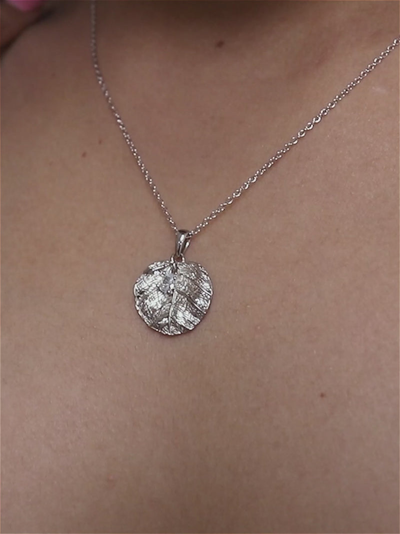 Solitaire With A Leaf Design Pendant With Chain-4