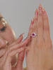 Princess Red Ruby Ring With American Diamond
