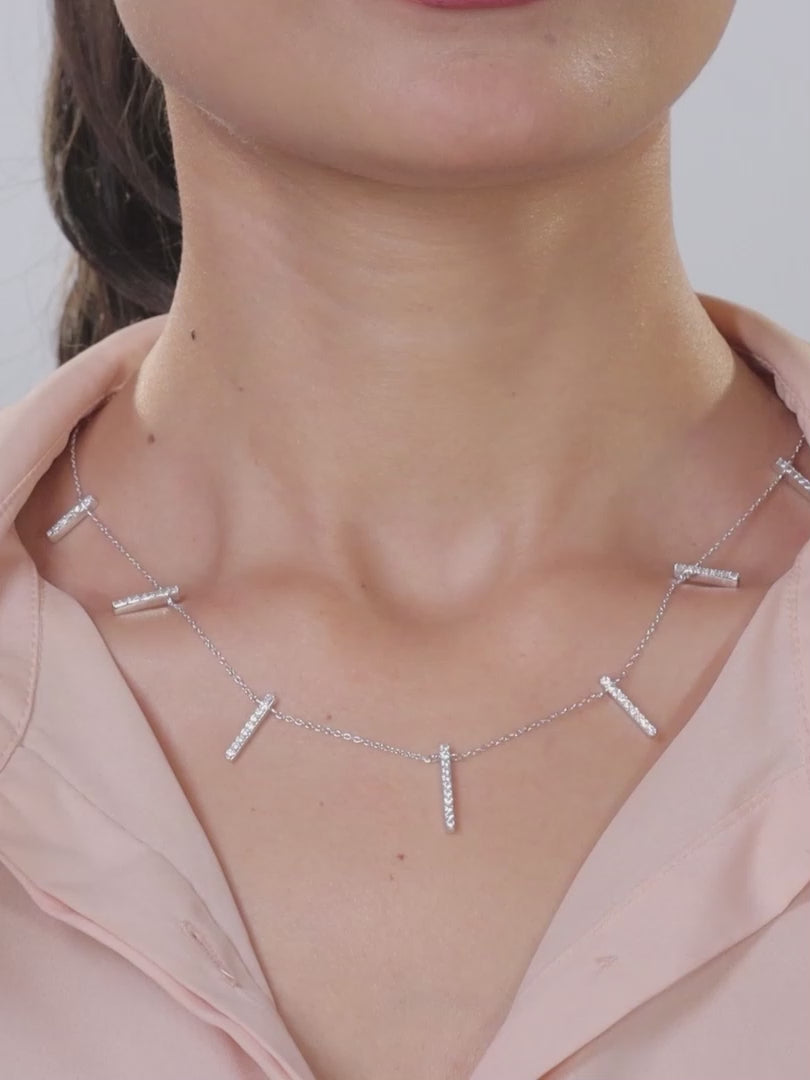 Station Choker Necklace For Women In Silver