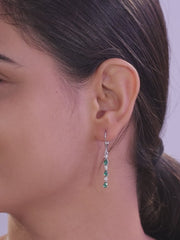 Emerald Linear Dangler Earrings For Women