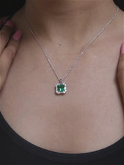 Emerald Cushion Princess Locket With Chain-3