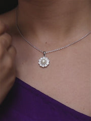 Flower Pure Pearl Necklace With Chain