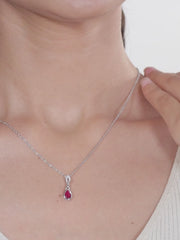 Red Ruby Halo Necklace For Women-2