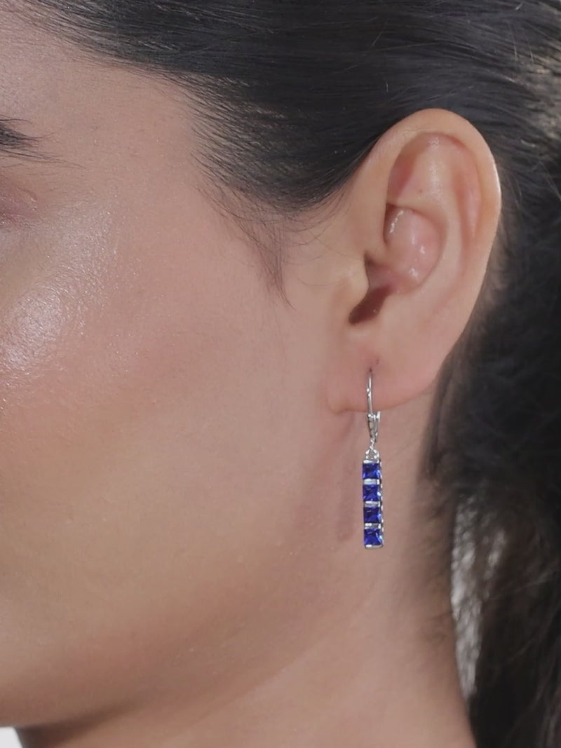 Sapphire Dangling Earrings For Women-4